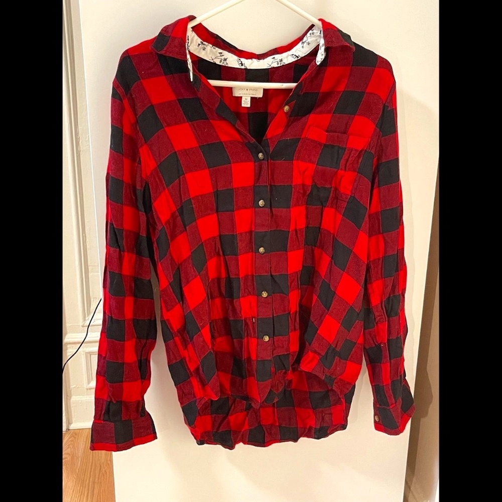 Lucky Brand Red Plaid Button Down Shirt